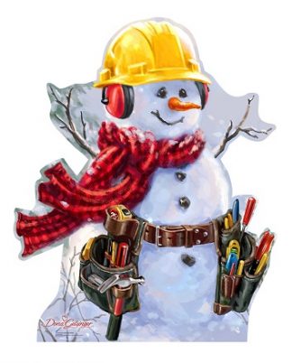 SU-2113 Snowman Construction Worker Cutout Standup