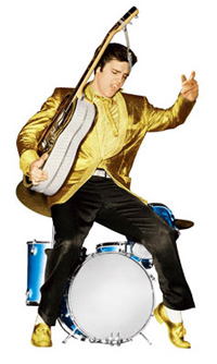 thumbnail interactive-video image 1 of Elvis Presley 'The King' Tuxedo Cardboard Cutout – 178cm Tall Fun Party Prop 1 of 6