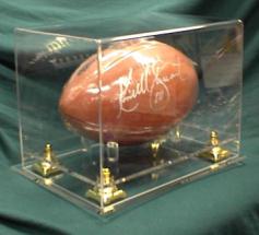 Football Display Case Clear Acrylic with Gold Risers