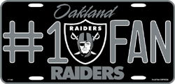 Oakland Raiders Number One License Plate