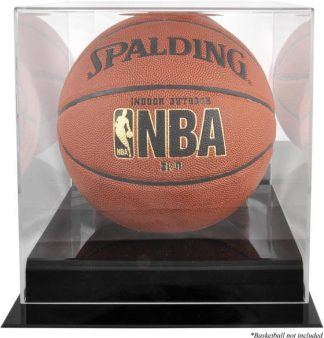 Basketball Display Case with Black Base and Mirror Back