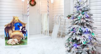 SU-2565 Born In A Manger Outdoor Yard Sign Cutout Standup