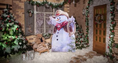 SU-2570 Cowboy Snowman Outdoor Yard Sign Cutout Standup