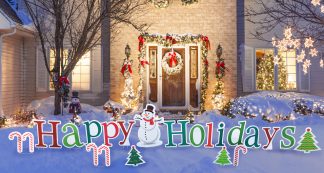 SU-2580 Happy Holidays Outdoor Yard Sign Cutout Standup