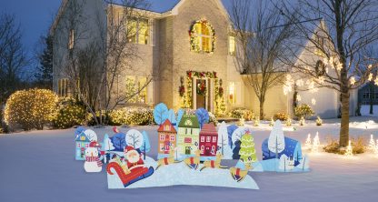 SU-2582 Christmas Village Outdoor Yard Sign Cutout Standup