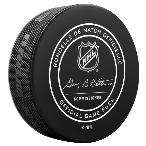 Inglasco Canucks 50th Anniversary Official Game Hockey Puck in Cube 