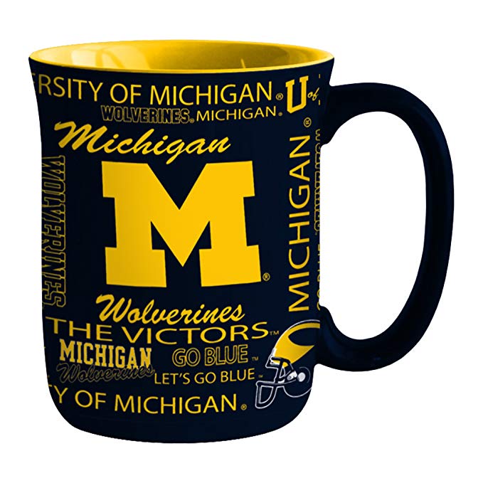19 NCAA Michigan Wolverines 15 oz Ceramic Coffee Mug with Metallic Graphics