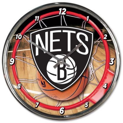 Brooklyn Nets Chrome Team Clock