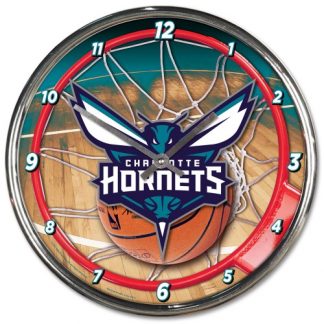 Charlotte Hornets Chrome Team Clock