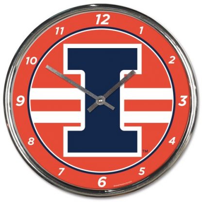 Illinois University Chrome Team Clock