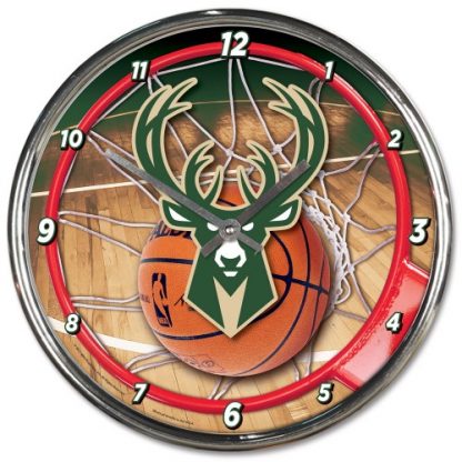 Milwaukee Bucks Chrome Team Clock