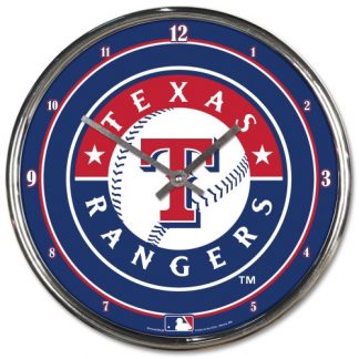 Texas Rangers Chrome Team Clock