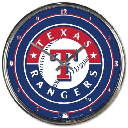 Texas Rangers Chrome Team Clock