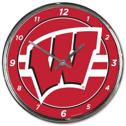 Wisconsin University Chrome Team Clock