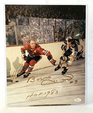 Blackhawks Bobby Hull HOF 1983 Signed Auto 11x17 Photo w/COA