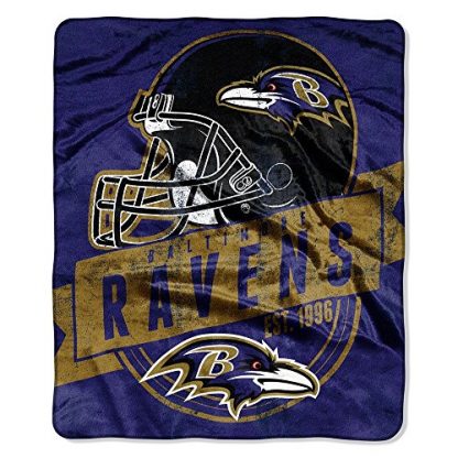 Baltimore Ravens Grand Stand Plush Raschel Throw Blanket 50 x 60